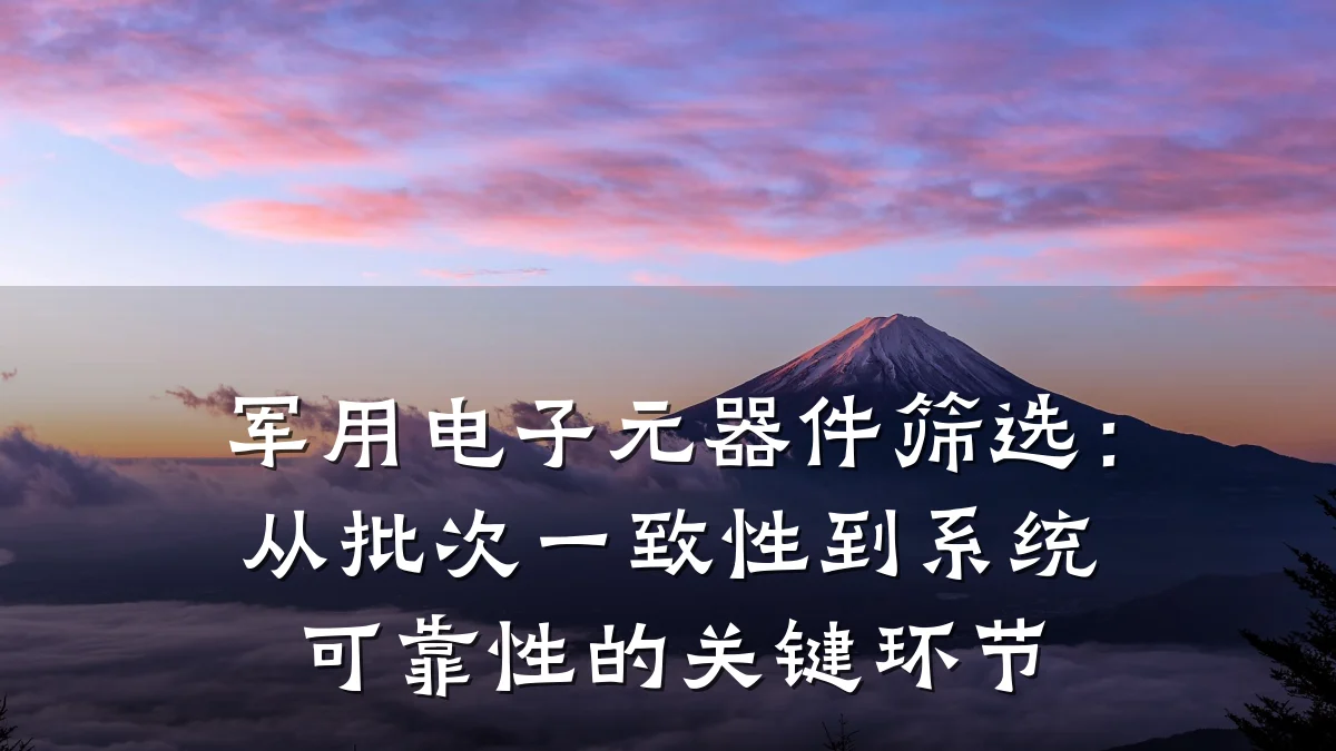 军用电子元器件筛选：从批次一致性到系统可靠性的关键环节
